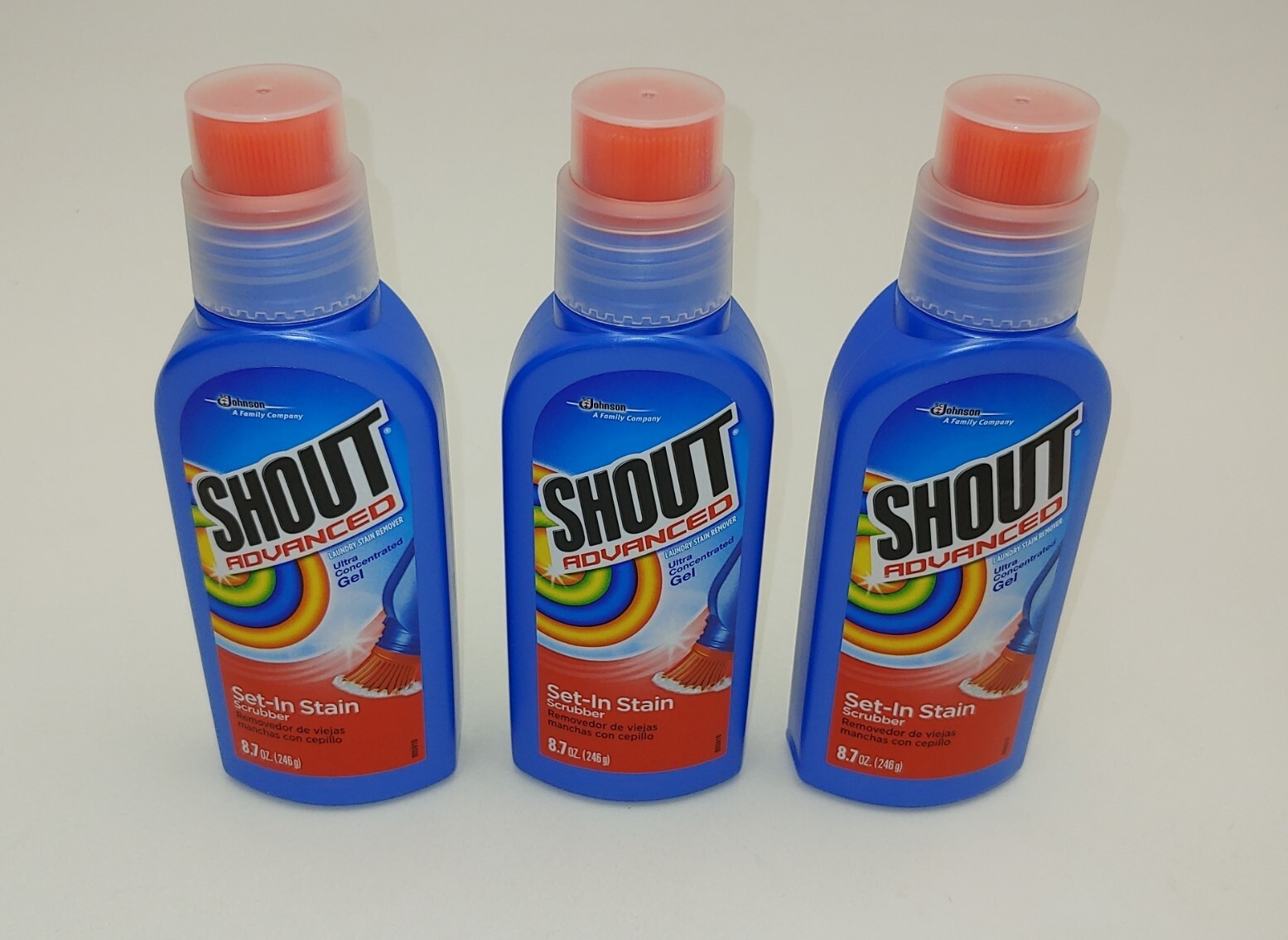 3x Shout Advanced Set-In Stain Pre-Treat Laundry Scrubber Bottles Ultra Gel Lot