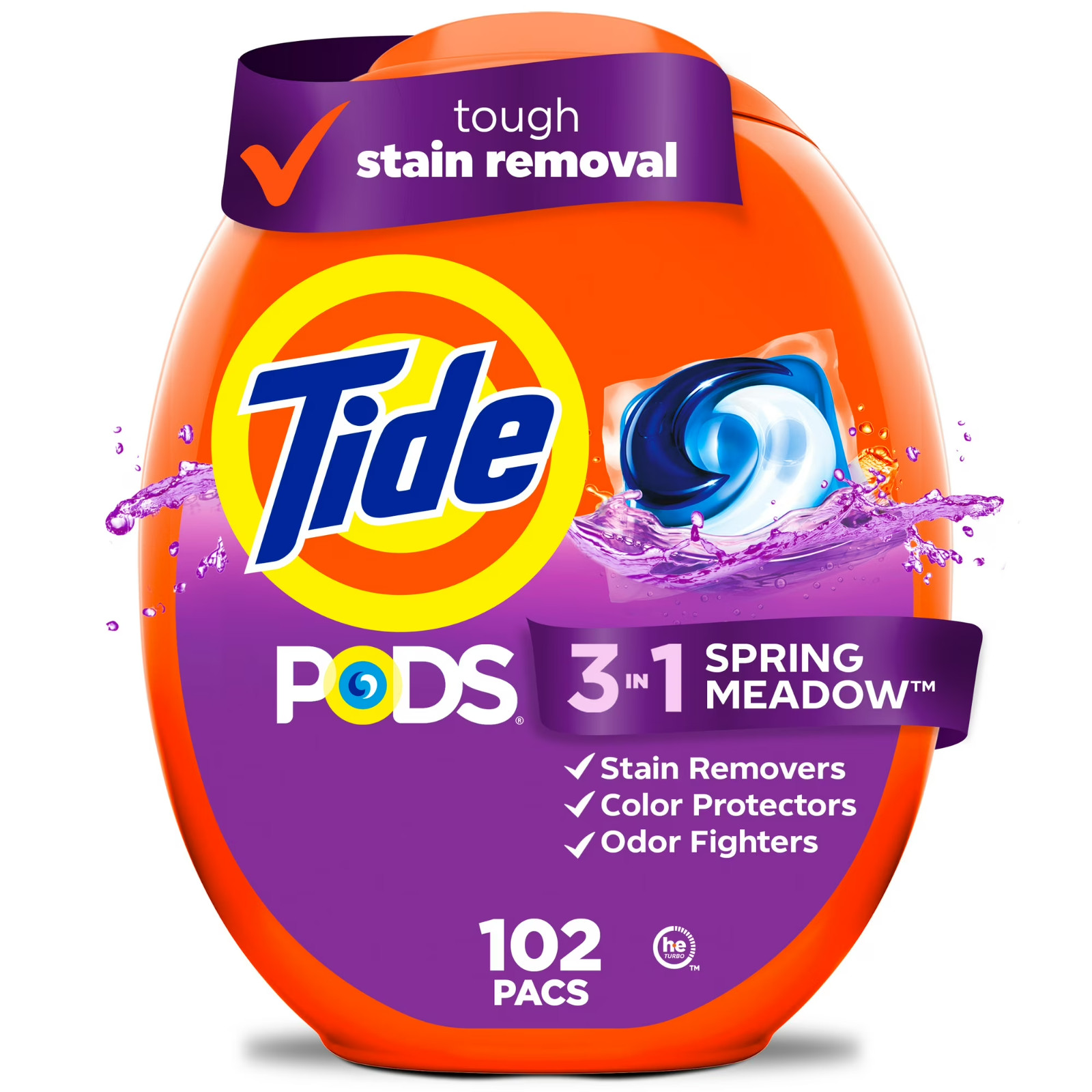 102 Count Laundry Detergent Soap Pacs Spring Meadow Scent Fresh Detergent Pods