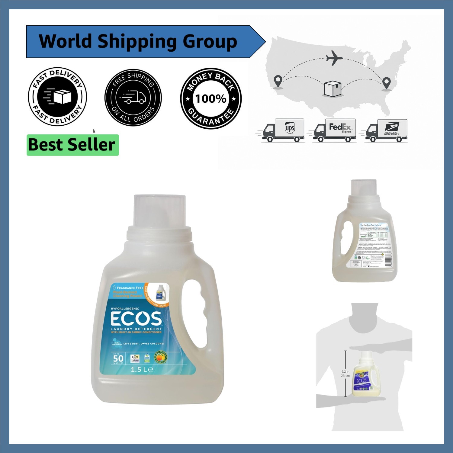 Ecos Unscented Laundry Detergent 50 oz – Ultra Concentrated for Sensitive Skin