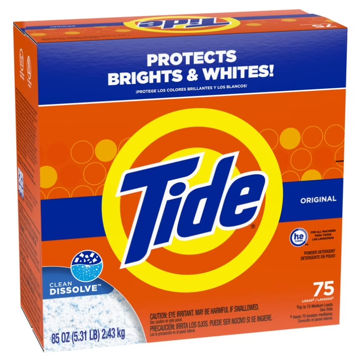2 Box Tide Powder Laundry Detergent, Original Scent, 85 oz, 75 Loads