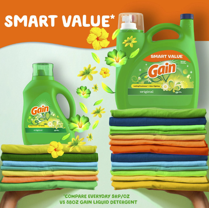 Gain Laundry Detergent Liquid with Odor Fighters, 154 fl oz, 107 loads