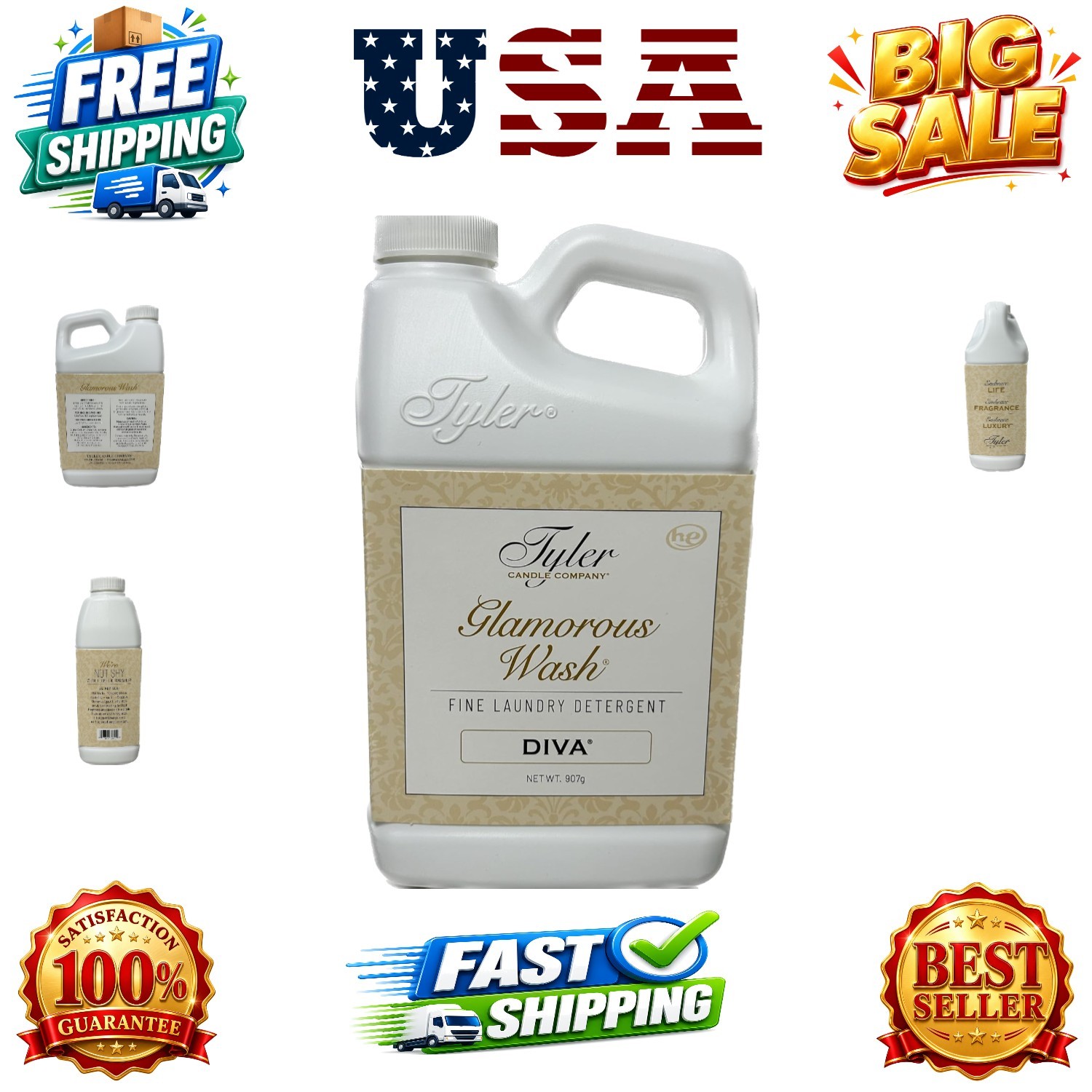 Tyler Glam Wash Laundry Detergent, Diva 907g, Liquid, 32 FL Oz 0.95L HE Safe
