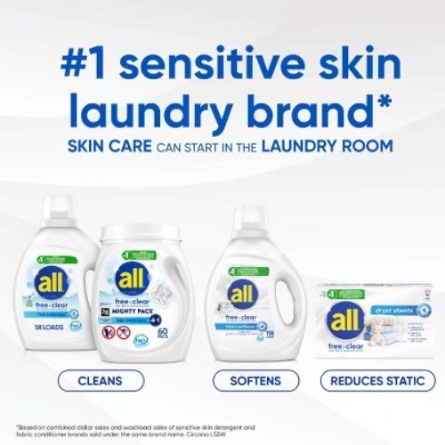 All Unscented Free Clear Advanced Oxi HE Liquid Laundry Detergent