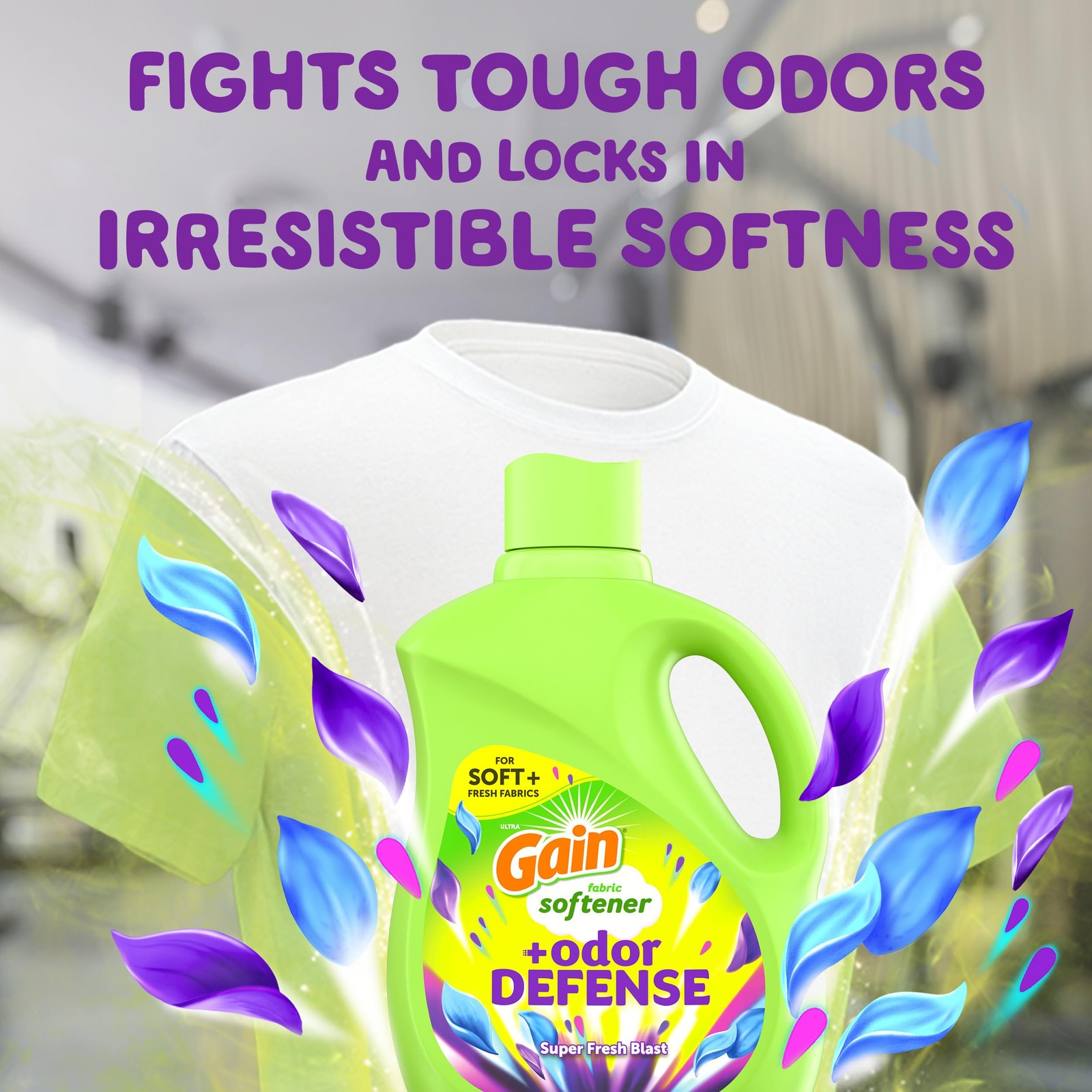 Gain Super Fresh Blast Liquid Odor Defense Fabric Softener, 140 FL OZ 190 Load,
