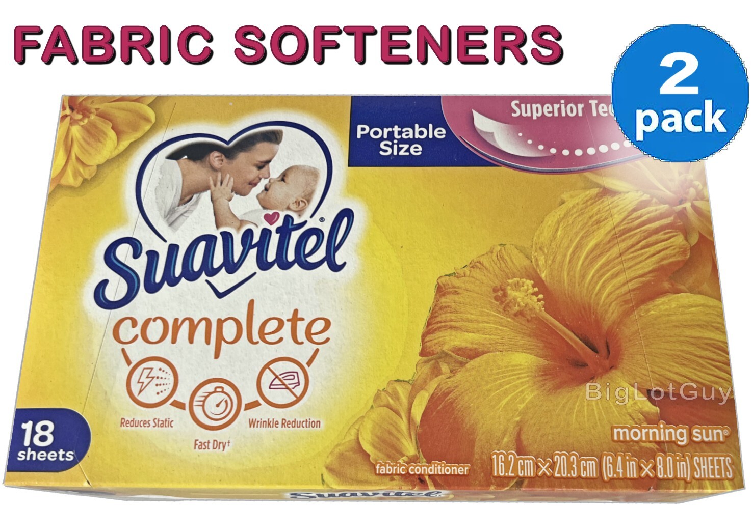 SUAVITEL Complete Morning Sun Fabric Softener Fragrant 18 Laundry Sheets 2-Boxes