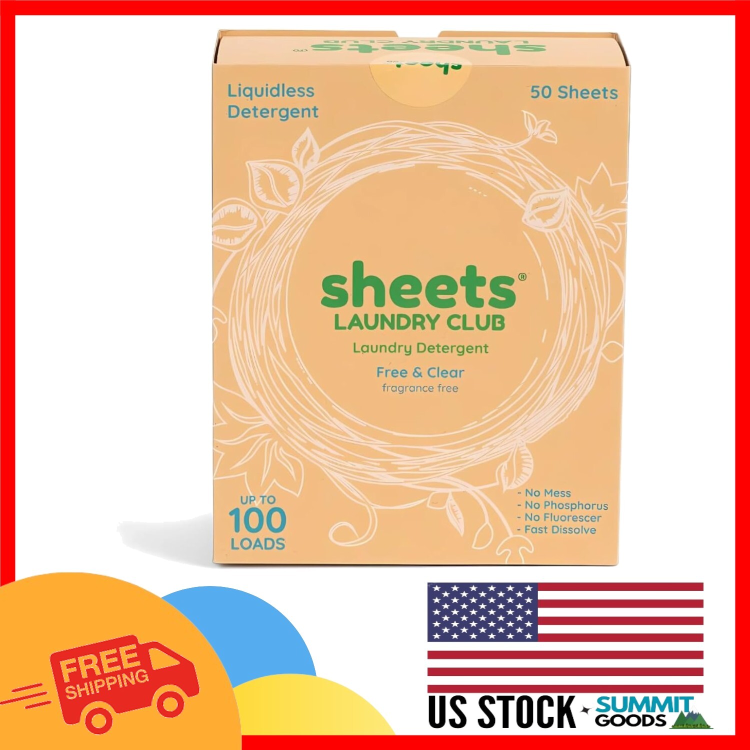 Quick-Dissolving Laundry Detergent Sheets – 100 Loads in Plastic-Free Packaging