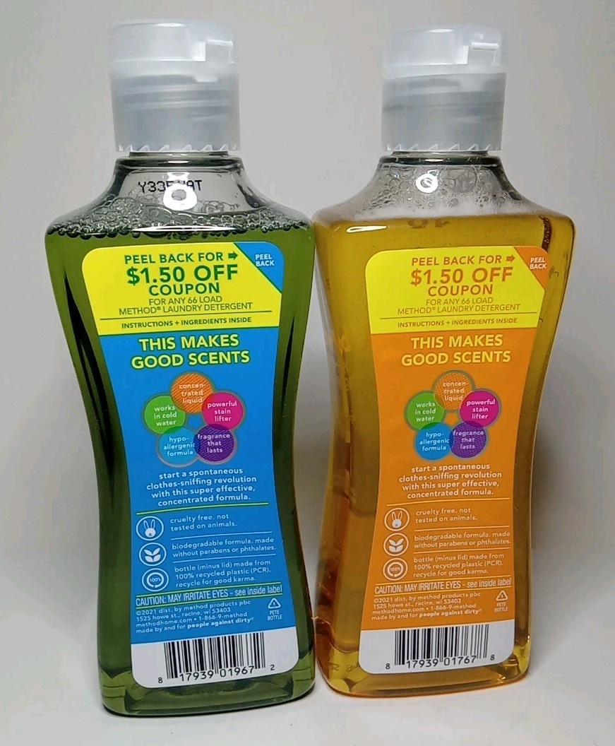 2 Method Laundry Detergent Ginger Mango & Fresh Air 8.1 OZ/240 mL 10 Loads Each