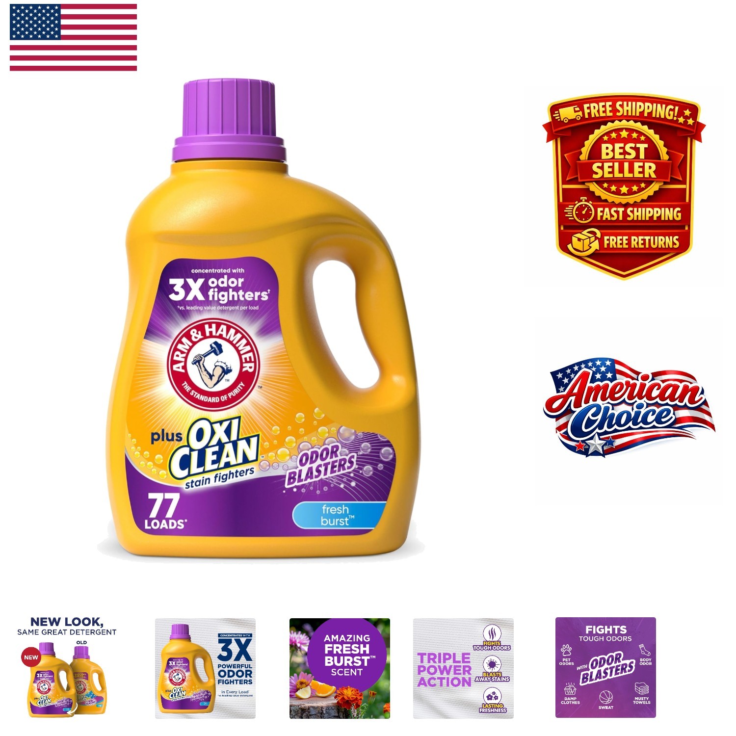 Plus OxiClean Odor Blasters 100.5 Fl Oz – 77 Loads of Fresh Burst Cleaning Power