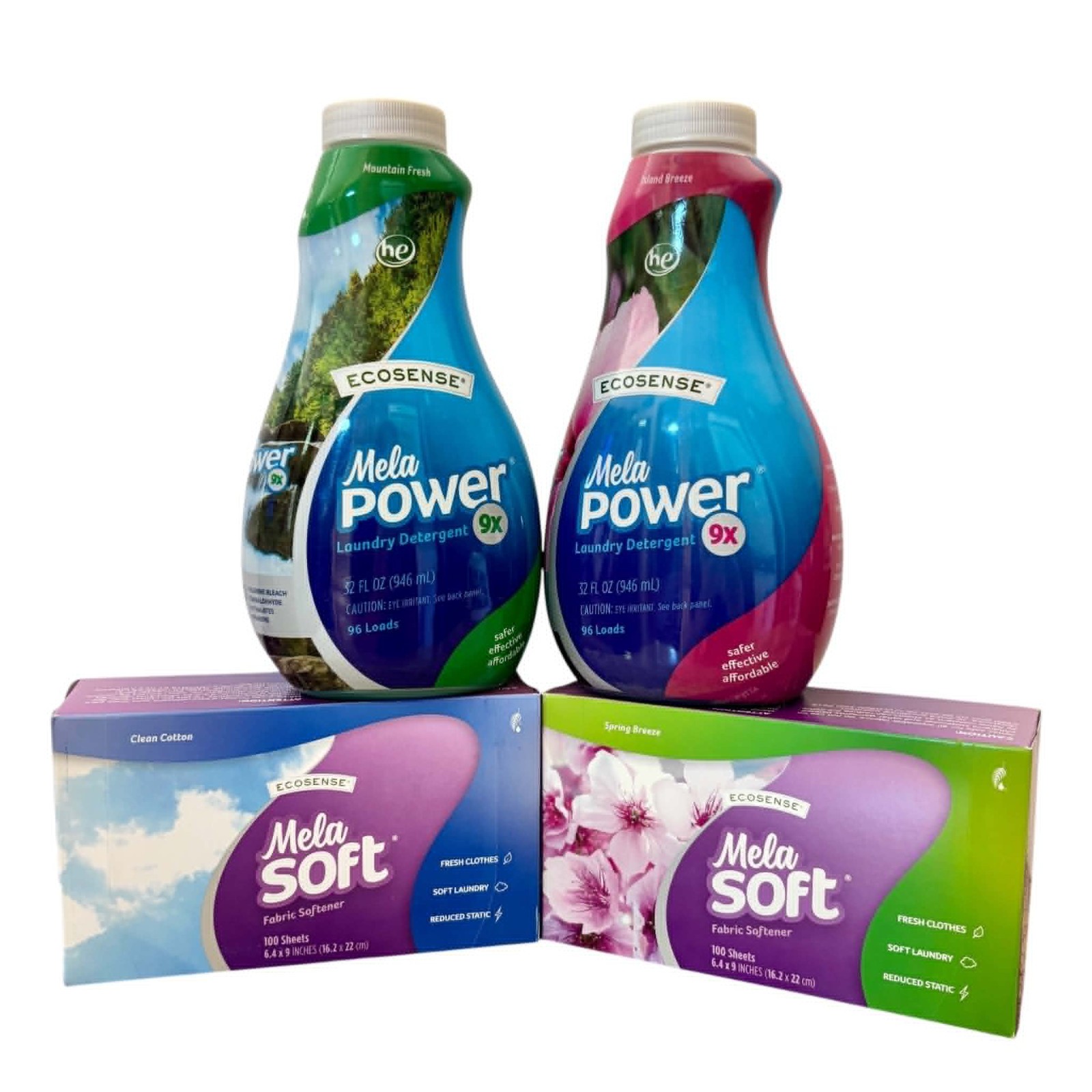 Melaleuca Laundry Bundle 2X HE MelaPower 9x Detergent 2X MelaSoft Dryer Sheets