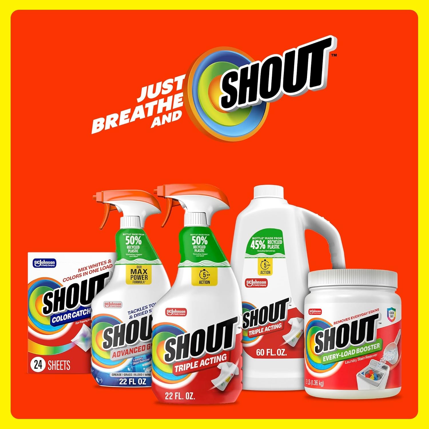 Shout Active Enzyme Laundry Stain Remover Spray, Triple-Acting Formula Clings, P