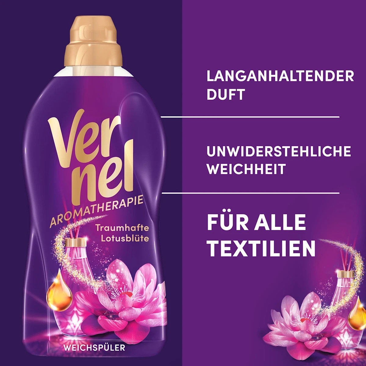 3x Vernel Aroma Therapy Dreamy Lotus Blossom Fabric Softener 46 L Liquid