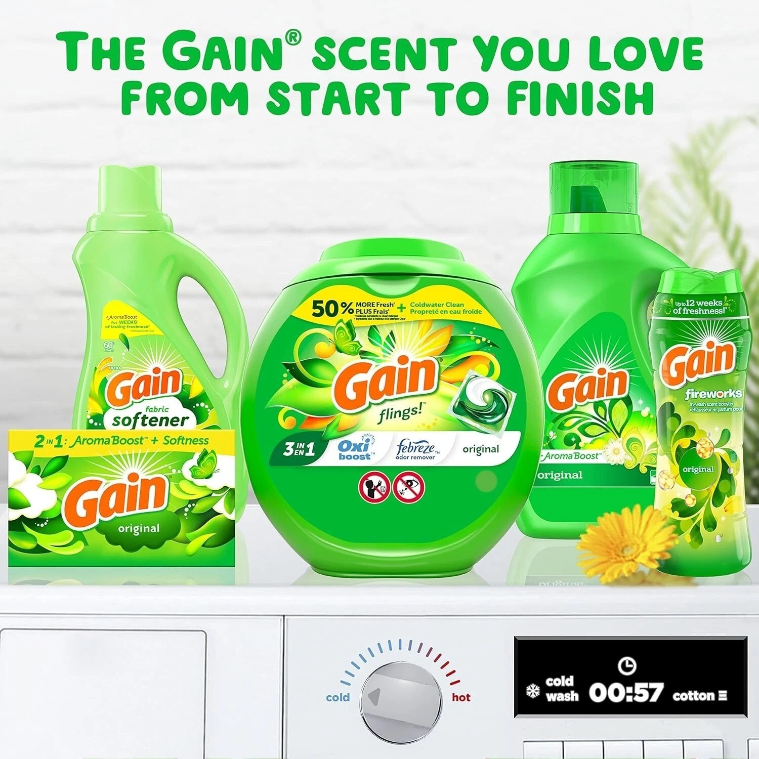 Gain Dryer Sheets Laundry Anti-Static Fabric Softener, Original Scent, 240 Count