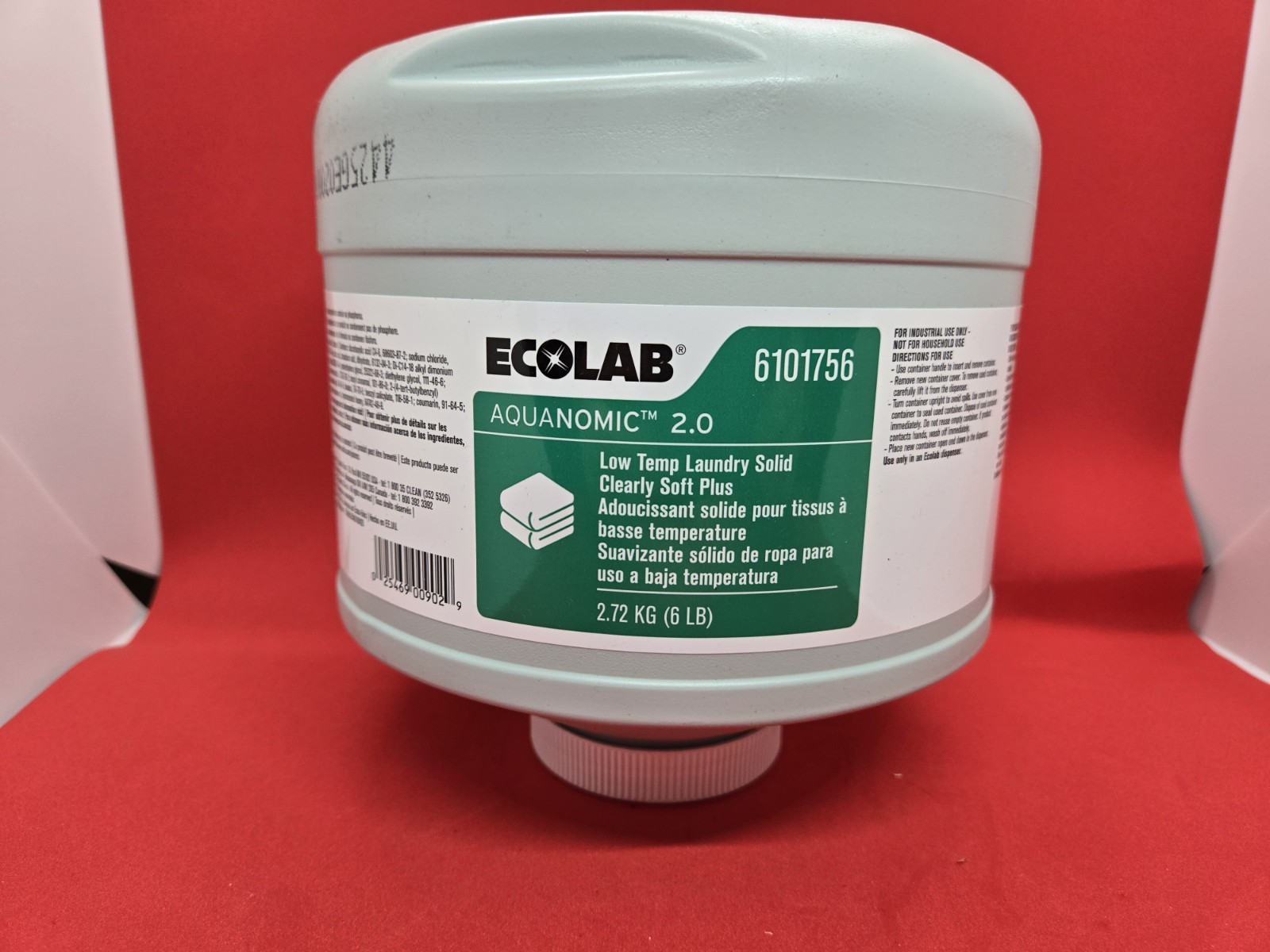 Ecolab 6101756 Aquanomic 2.0 Low Temp Laundry Solid Clearly Soft Plus- 6lb