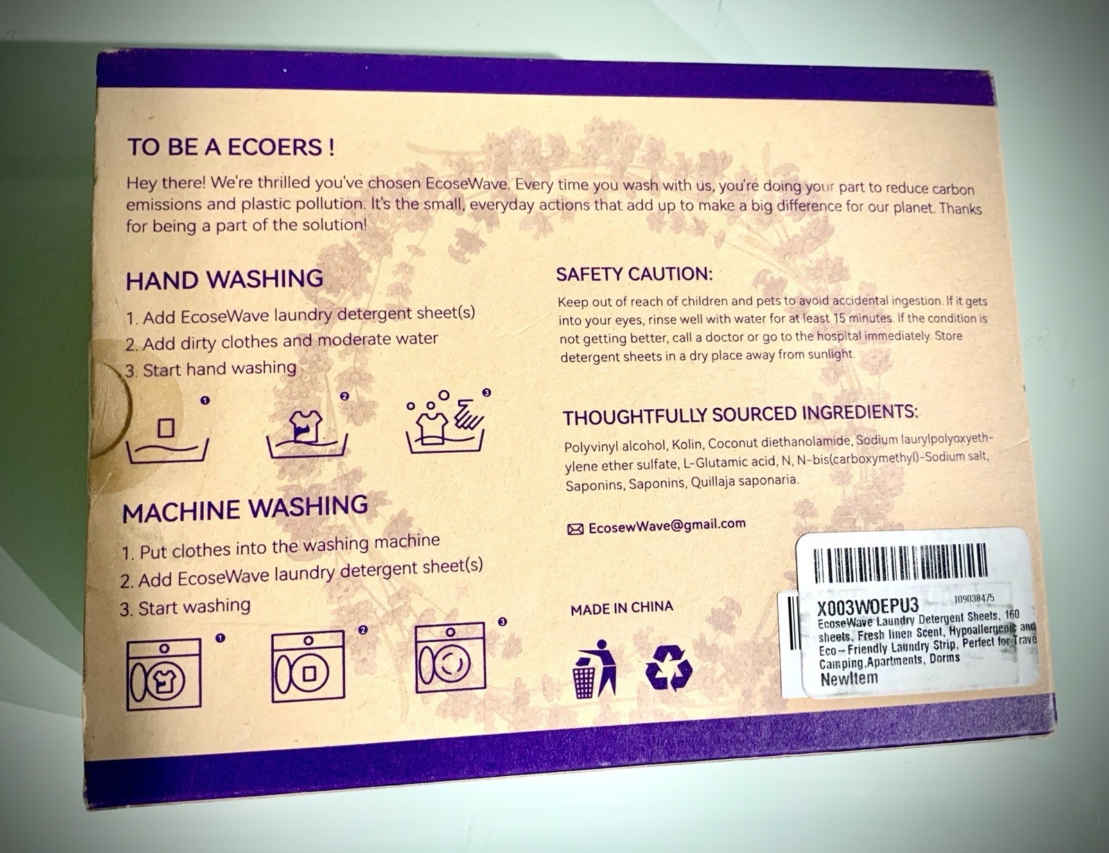Ecosewave: Lavender Laundry Detergent Sheets | 160 Quick Dissolve Laundry Sheets