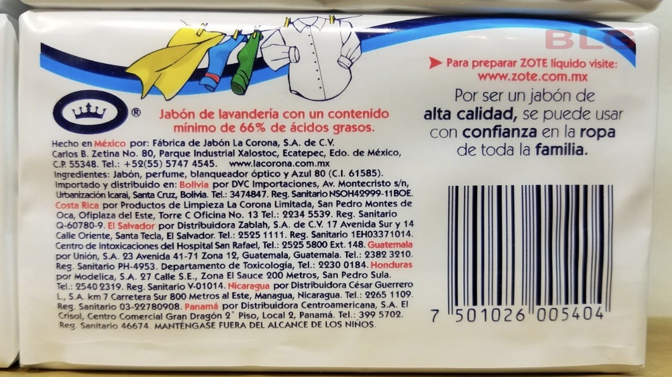 ZOTE LAUNDRY SOAP AZUL Washing Clothes Laundry 14.1oz Detergent Jabon (3 Bars)