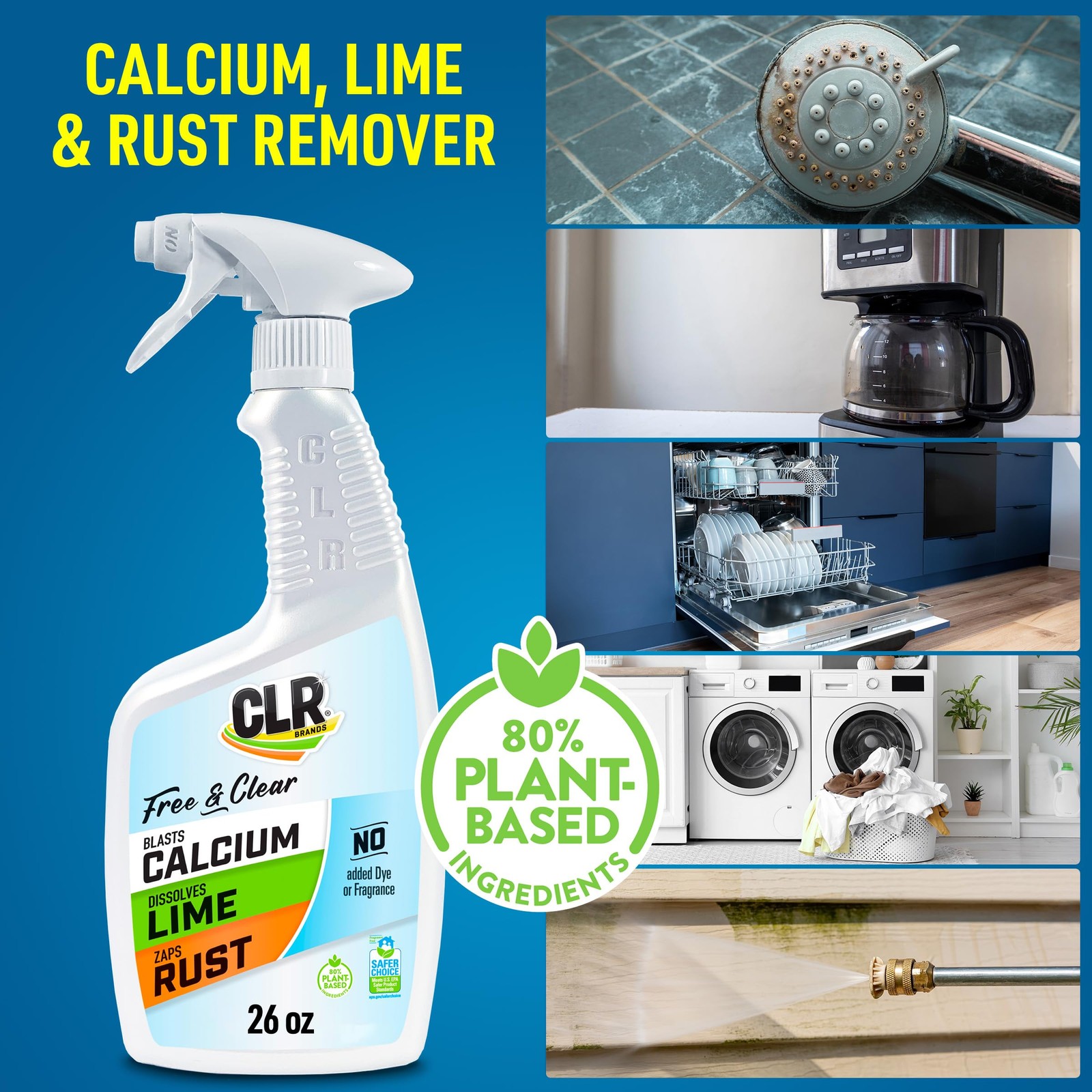 CLR Brands® Calcium, Lime & Rust Remover Free & Clear, 26 Fl Oz (Pack of 1)