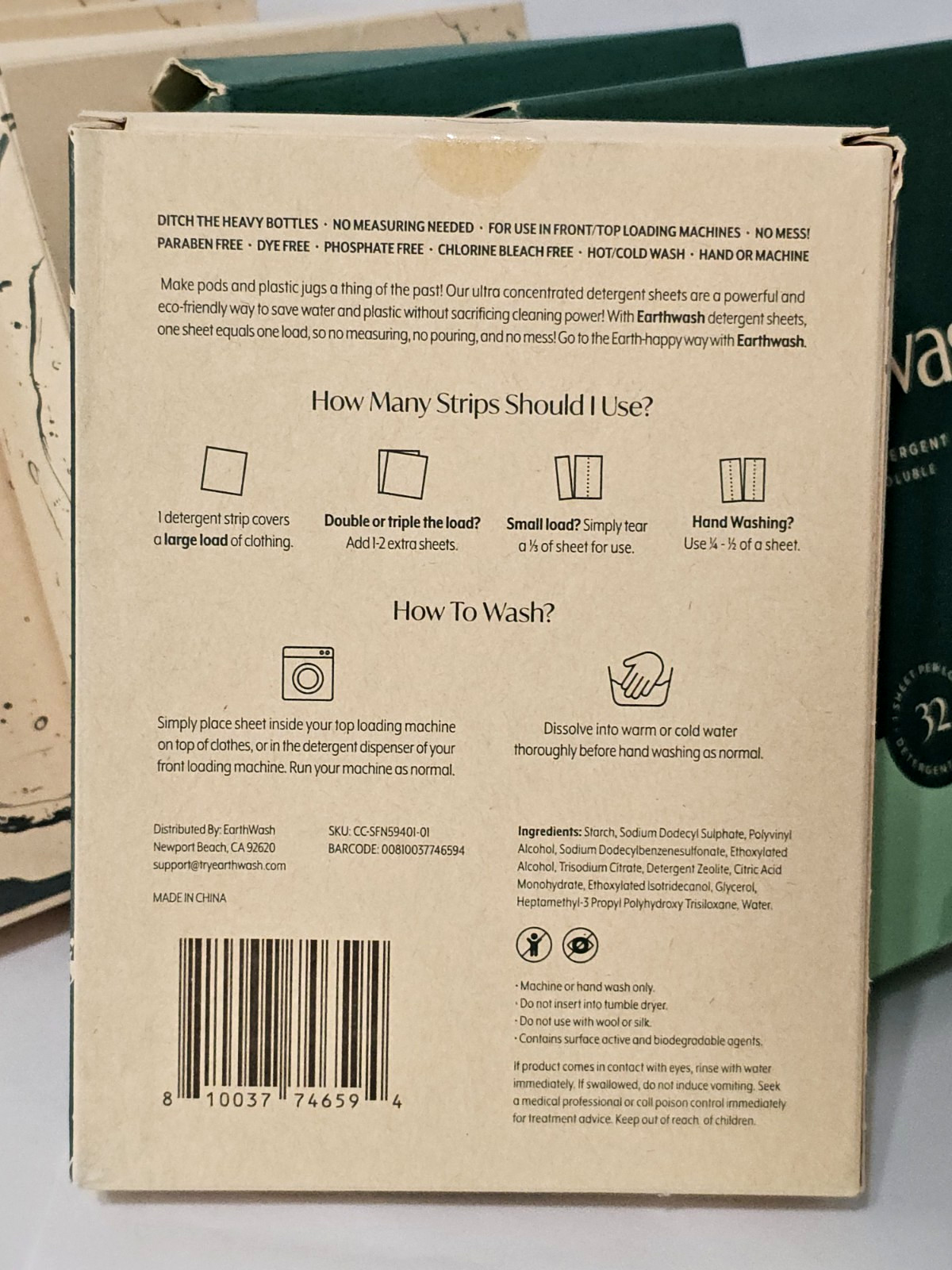 7 Cleanomic Earthwash Eco-Friendly Scent Free Detergent Sheets 32 Loads Each