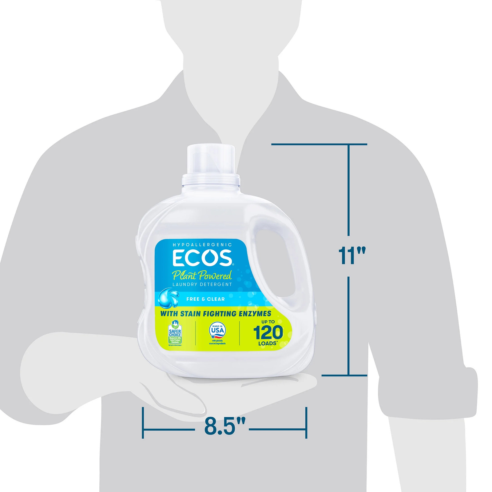 Hypoallergenic Liquid Laundry Detergent for Sensitive Skin, Free & Clear, 120 Lo