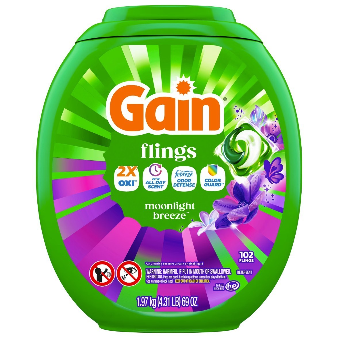 [FASH SALE] Gain Flings Laundry Detergent Pacs Moonlight Breeze 102 Ct 2 Pack