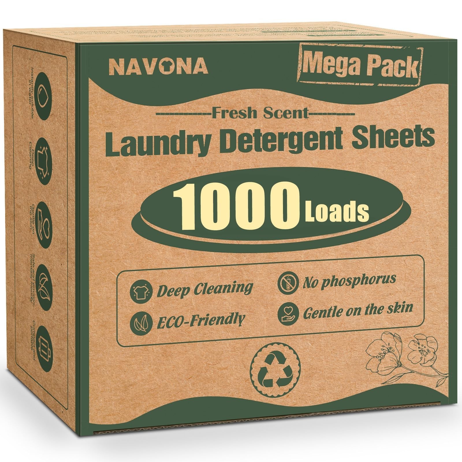 1000 Loads Mega Pack Laundry Detergent Sheets, Eco-Friendly Laundry Sheets, Powe