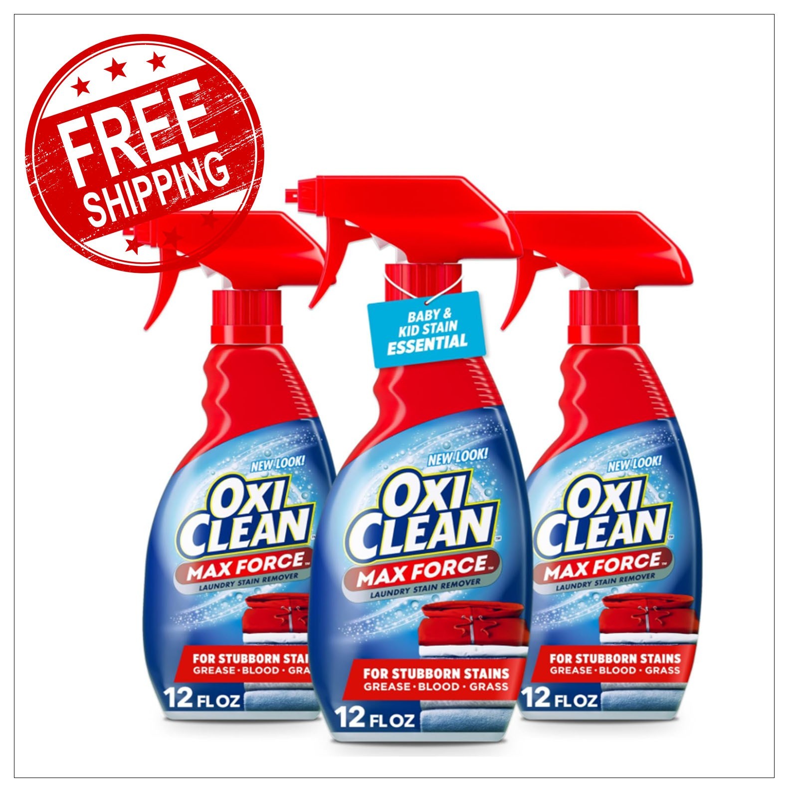 Oxi Clean Max Force Stain Remover Spray 12 oz Laundry Cleaner 3 Pack