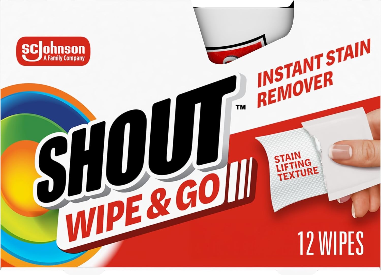 Shout Wipe & Go Instant Stain Remover Wipes, No Wash Required, Safe on Colorfast