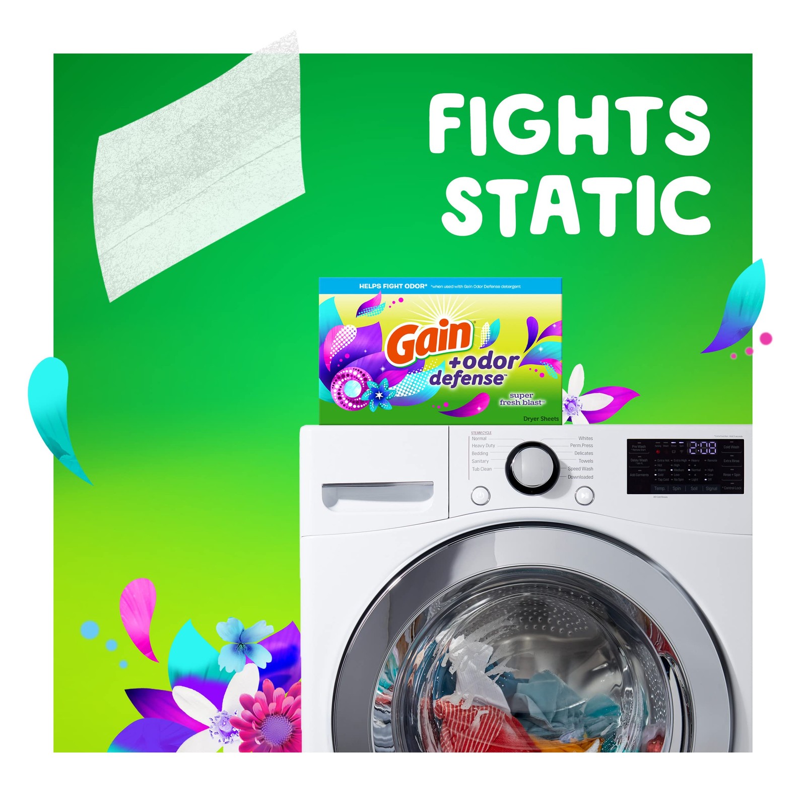 Gain Dryer Sheets Plus Odor Defense, Super Fresh Blast 240 Count (Pack of 1)