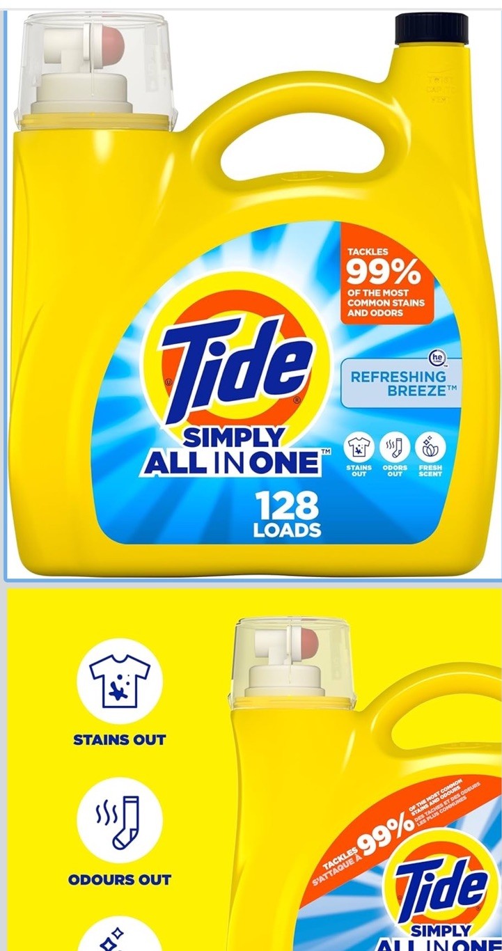 Tide Simply Liquid Laundry Detergent, Refreshing Breeze, 168 oz