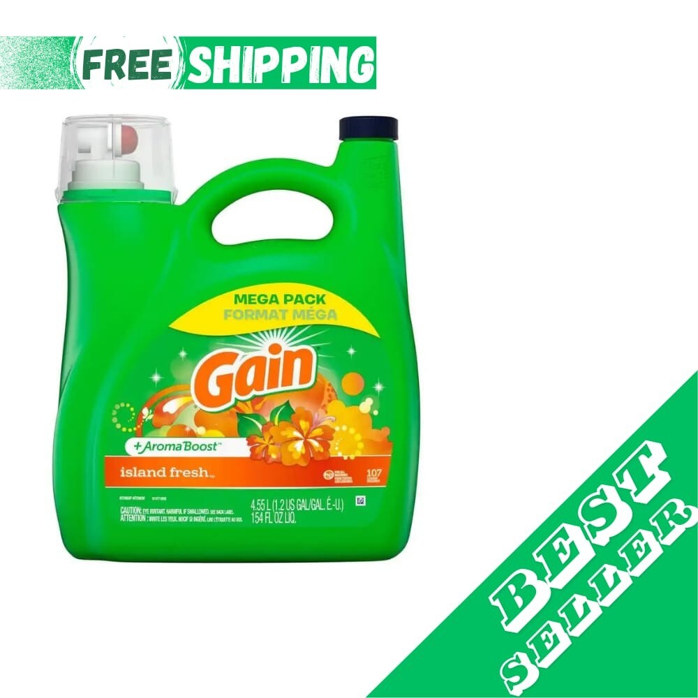 Liquid Laundry Detergent 154 Fl Oz Gain Aroma Boost Island Fresh Scent 107 Loads