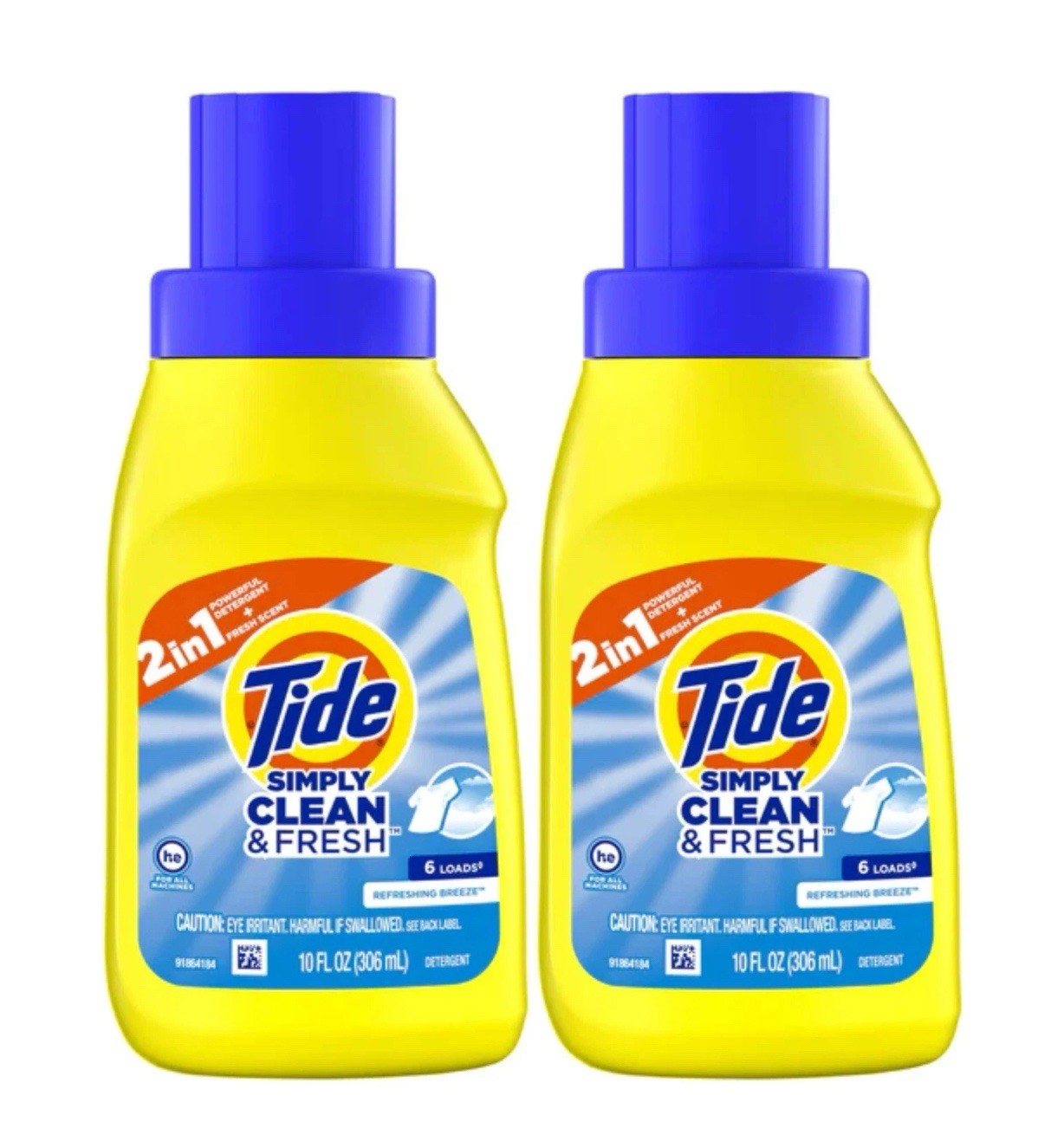 NEW! TIDE (2-PACK) 10 Oz. Simply Clean ●REFRESHING BREEZE● Laundry Detergent🫧.