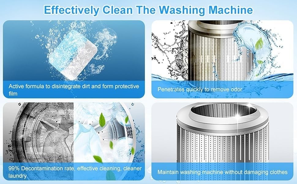 XQZG Washing Machine Cleaner Tablets – 36 Pack Deep Cleaning Descaler