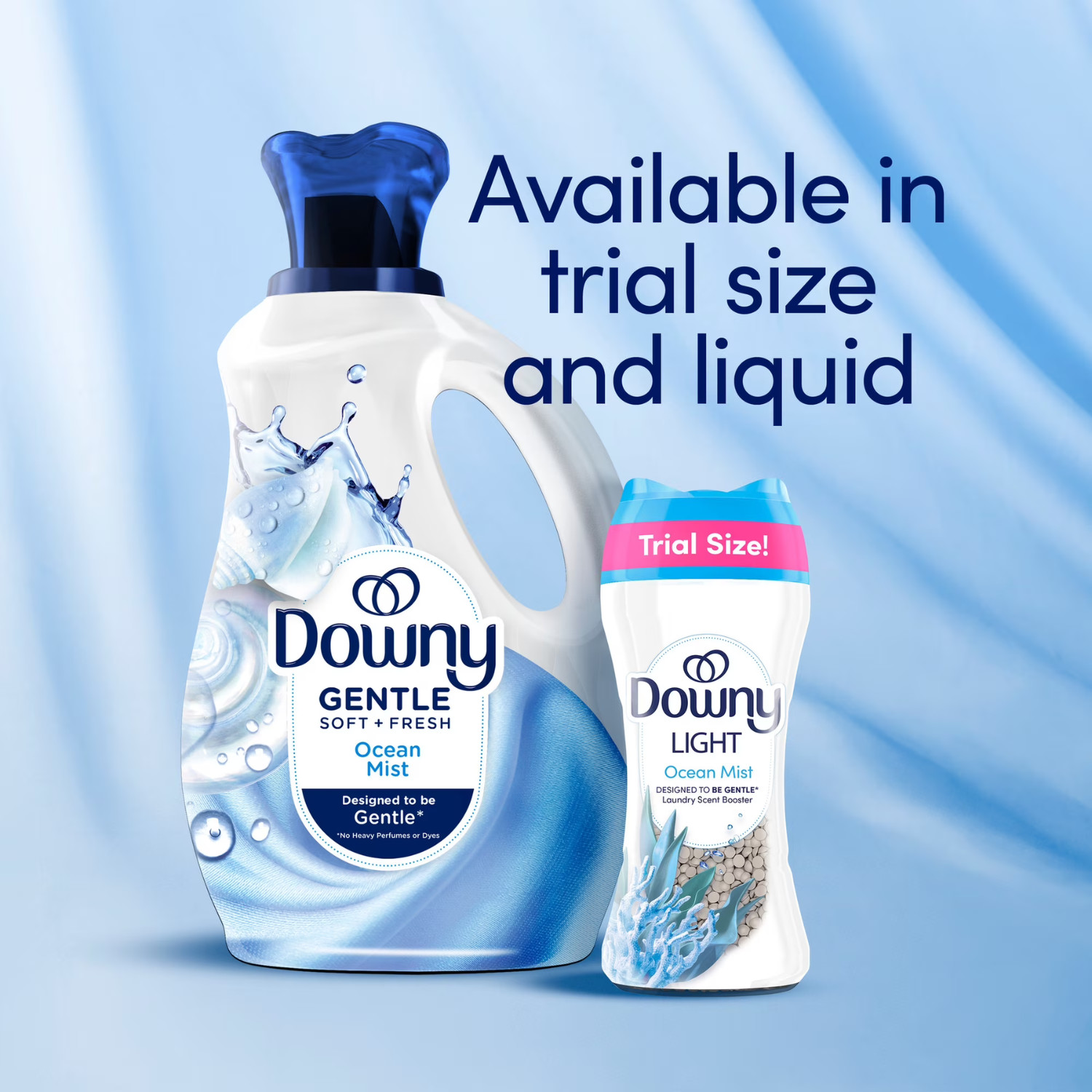 Downy Light In-Wash Scent Booster Beads Ocean Mist 24 oz No Heavy Perfum, 2 Pack