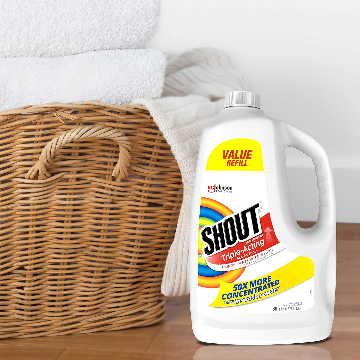 SHOUT TRIPLE ACTING LAUNDRY STAIN REMOVER SPRAY Active Enzyme Clings Stains 60oz