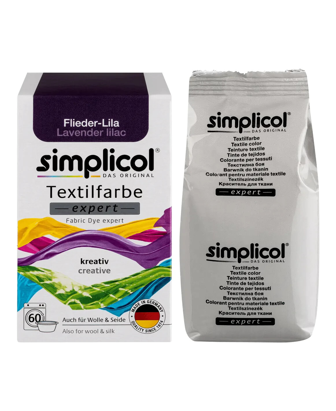 Simplicol Fabric Dye Expert 2x Color LILAC PURPLE for 600g Fabric also for Wool