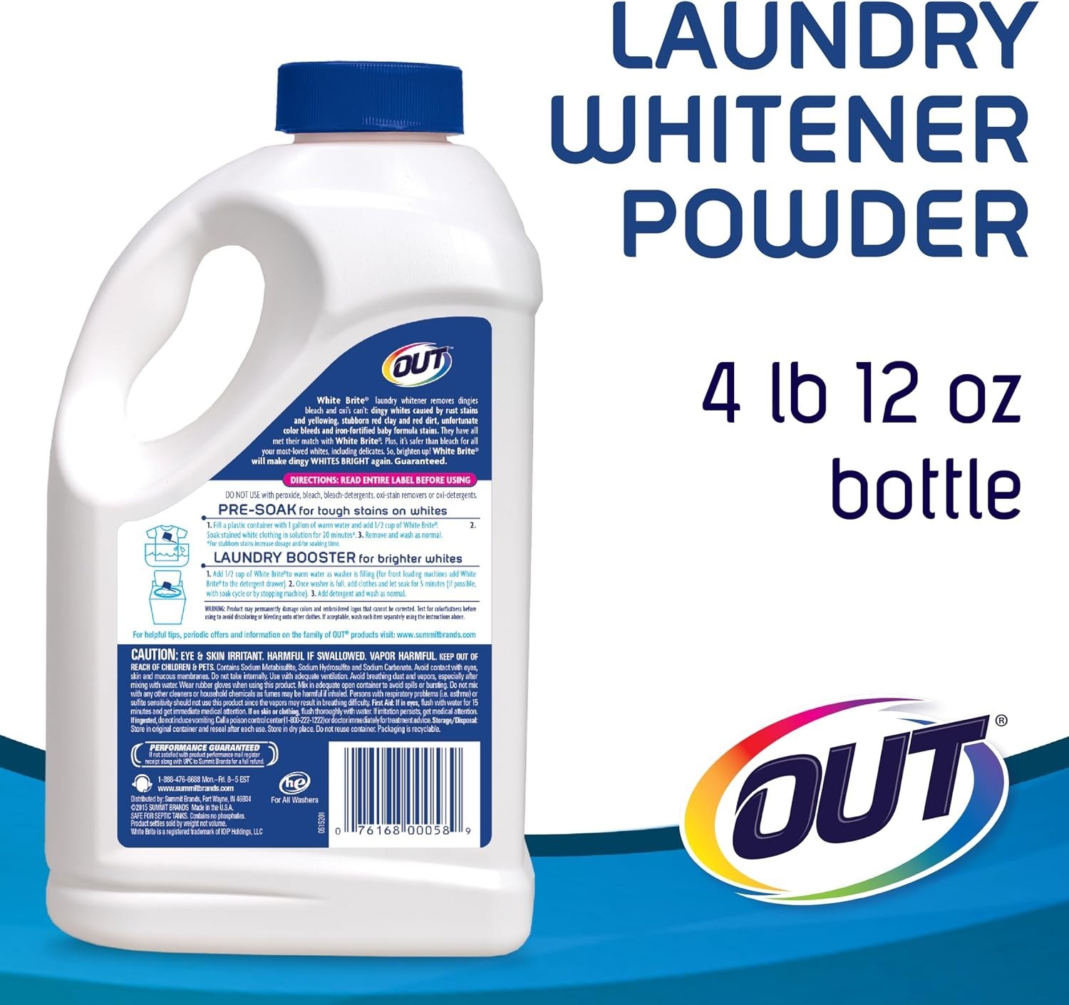 White Brite Laundry Whitener, White Clothes Stain Remover, 4 lb 12 oz | Laund…