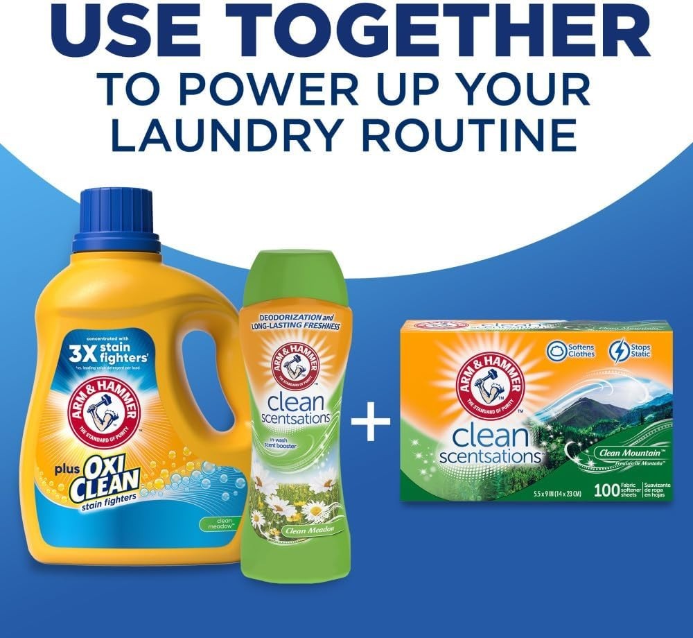ARM & HAMMER Plus OxiClean Clean Meadow, 77 Loads Liquid Laundry Detergent, 100.