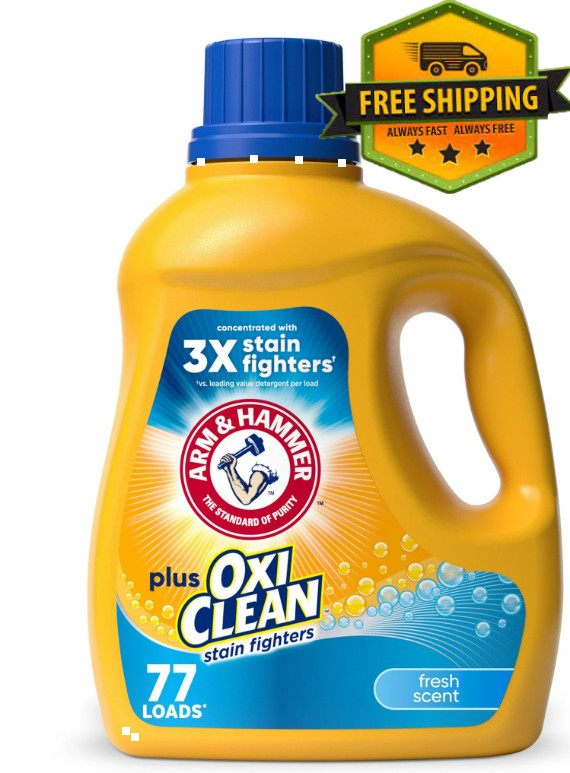 ARM & HAMMER Plus OxiClean Liquid Laundry Detergent, Fresh Scent, 77 Loads
