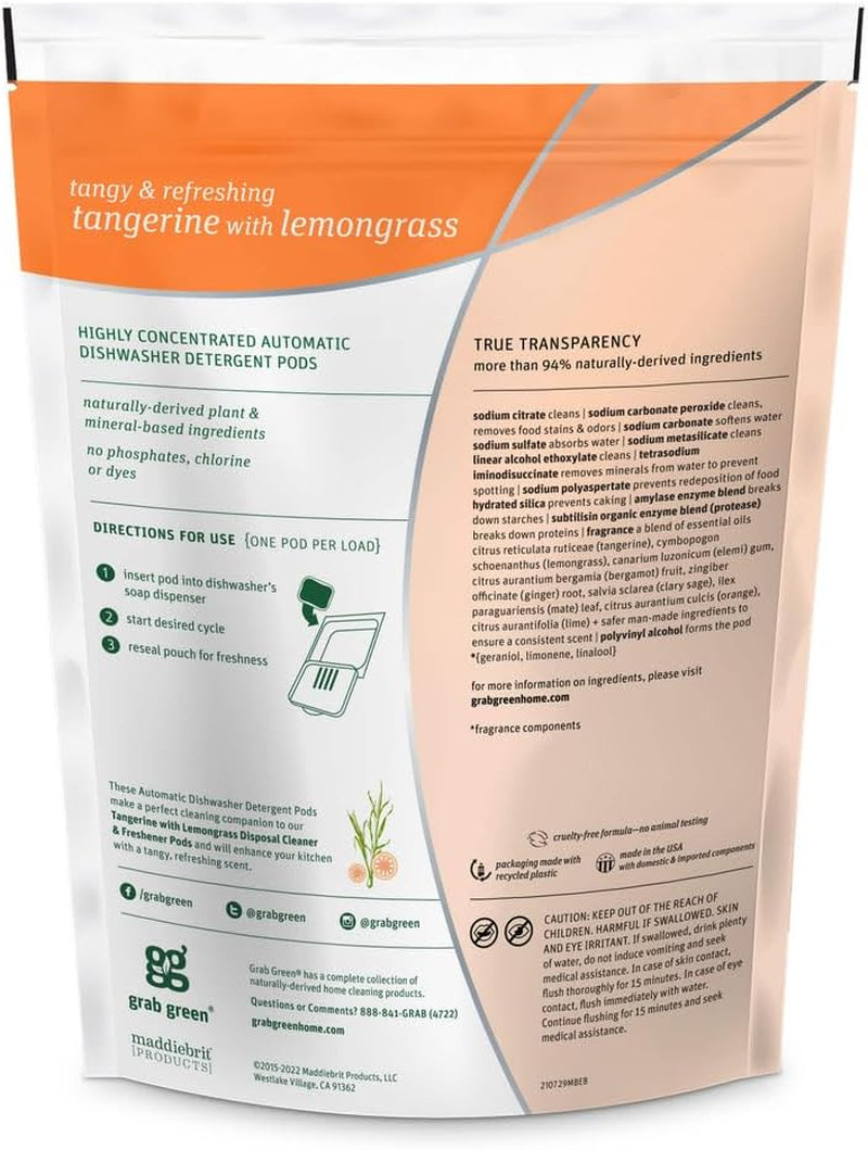 Capsulas De Detergente Para Lavavajillas Automatico 24 Unidades Aroma Mandarina