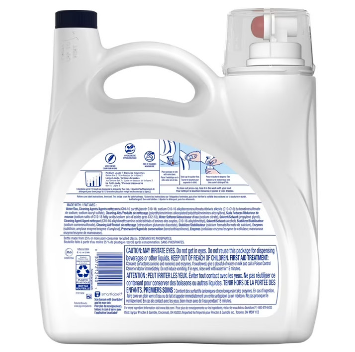 2 PACK Tide Free & Gentle Laundry Detergent Liquid for Sensitive Skin, Unscented