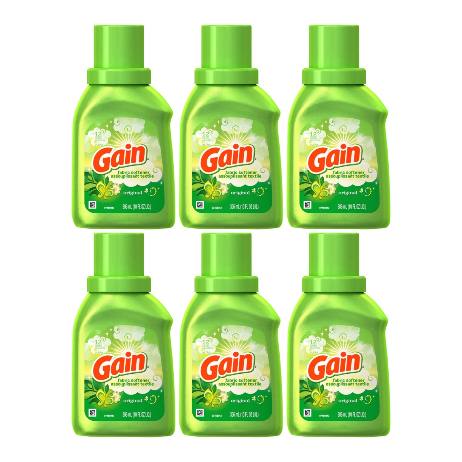 Gain Original Scent Liquid Fabric Softener, 10oz (306ml) (Pack of 6)