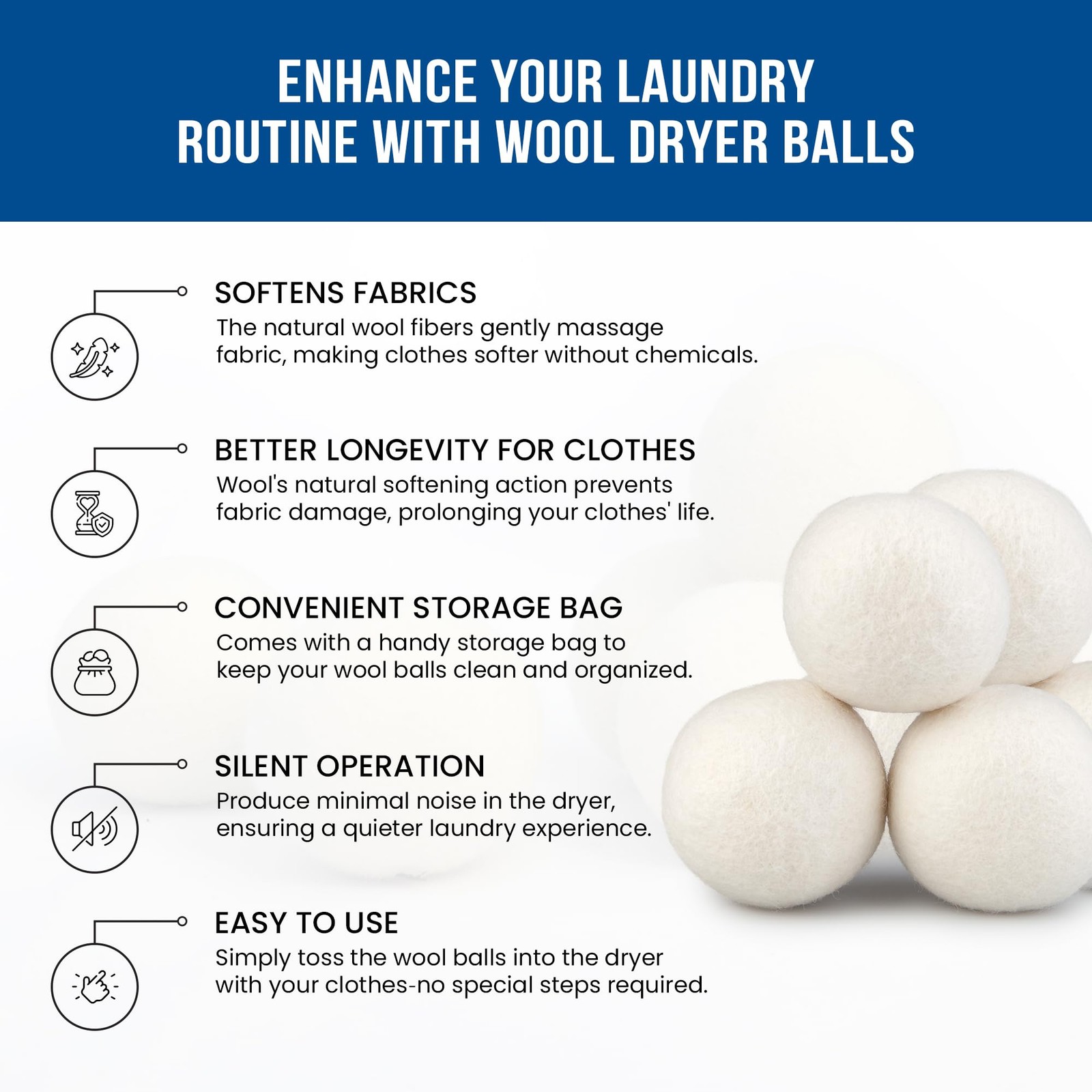 Quality Wool Dryer Balls – 12 XL Pack – 1000+ Loads – Pure Organic Wool – Reu…