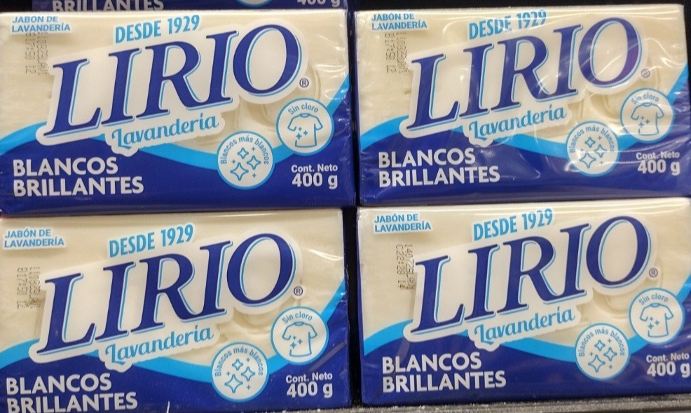 4X LIRIO LAUNDRY SOAP BARS ( JABON DE LAVANDERIA ) 4 BARS OF 400g EA – FREE SHIP