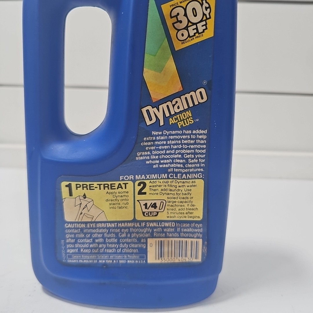 Vintage Dynamo Action Plus Heavy Duty Laundry Detergent NOS 32 OZ. TV Movie Prop
