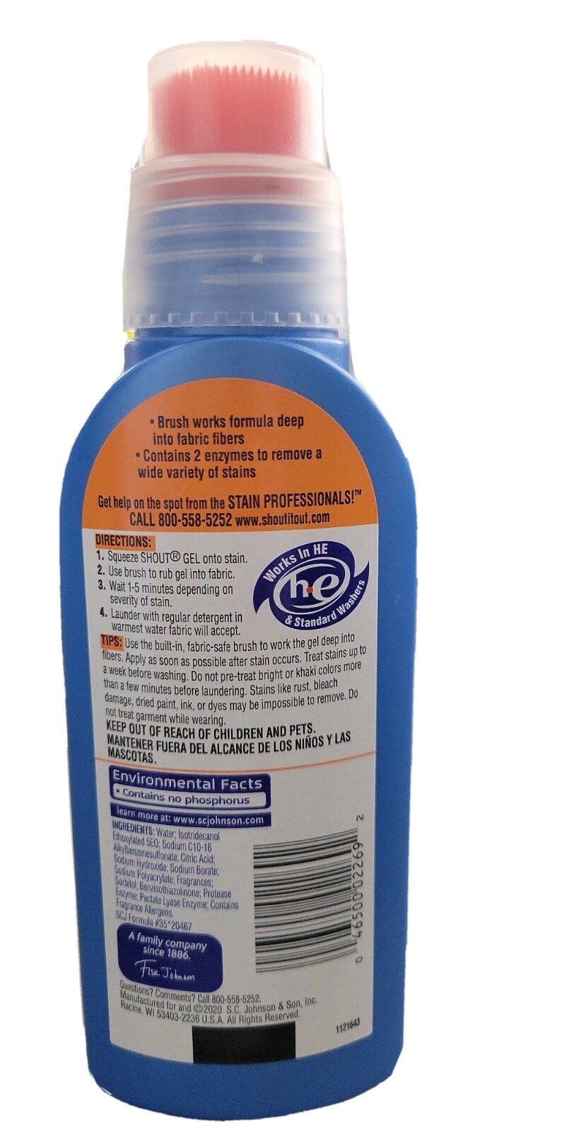 Shout Advanced laundry Stain Remover Ultra Concentrated Scrubber Brush 8.7 oz