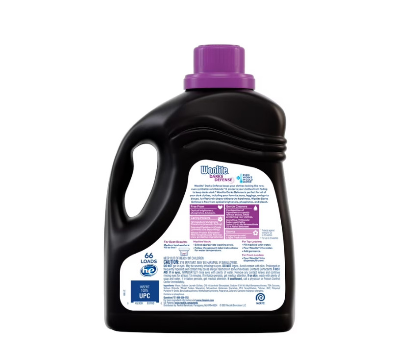 Darks Defense Liquid Laundry Detergent, 100 Fl Oz, 66 Loads