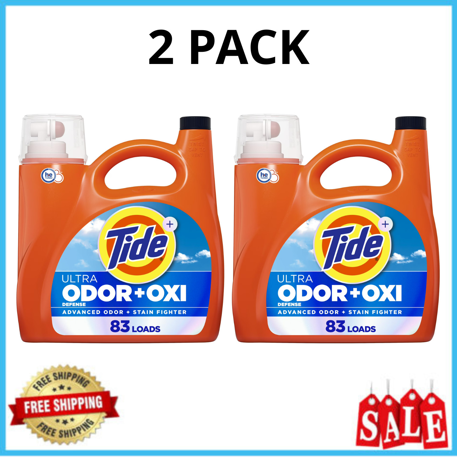 Tide Ultra Odor Defense Plus Oxi Liquid Detergent 117 oz 83 Loads, 2 Pack