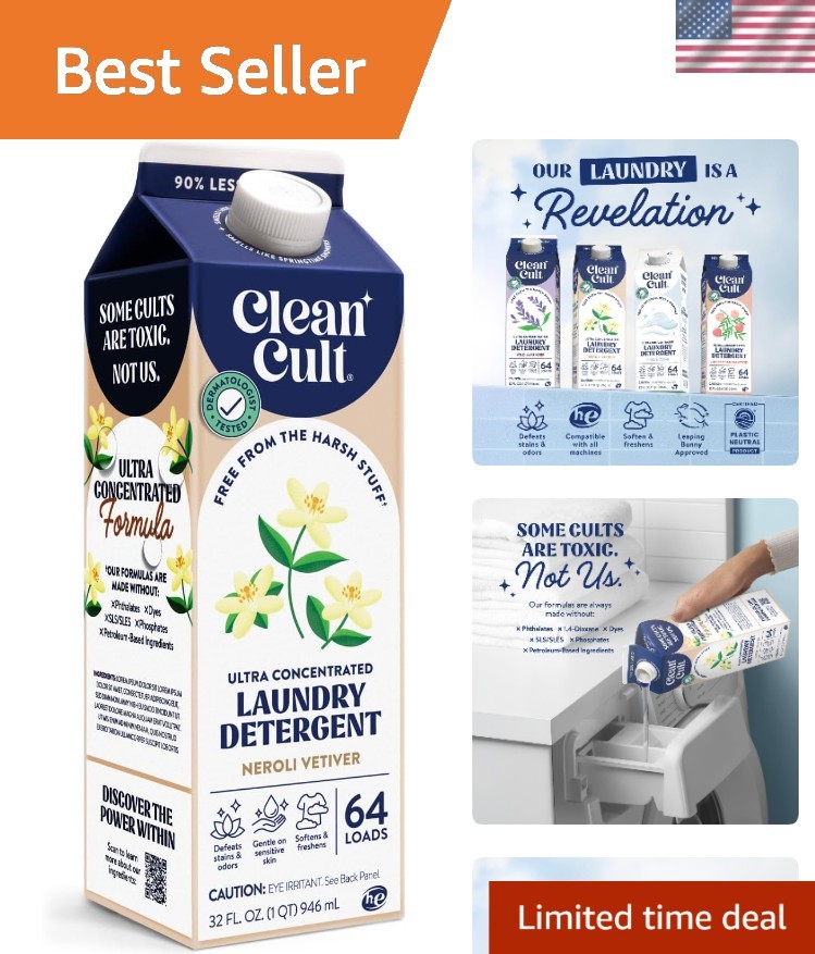 Eco-Friendly Laundry Detergent, 32 oz – 90% Less Plastic, Biodegradable Formula