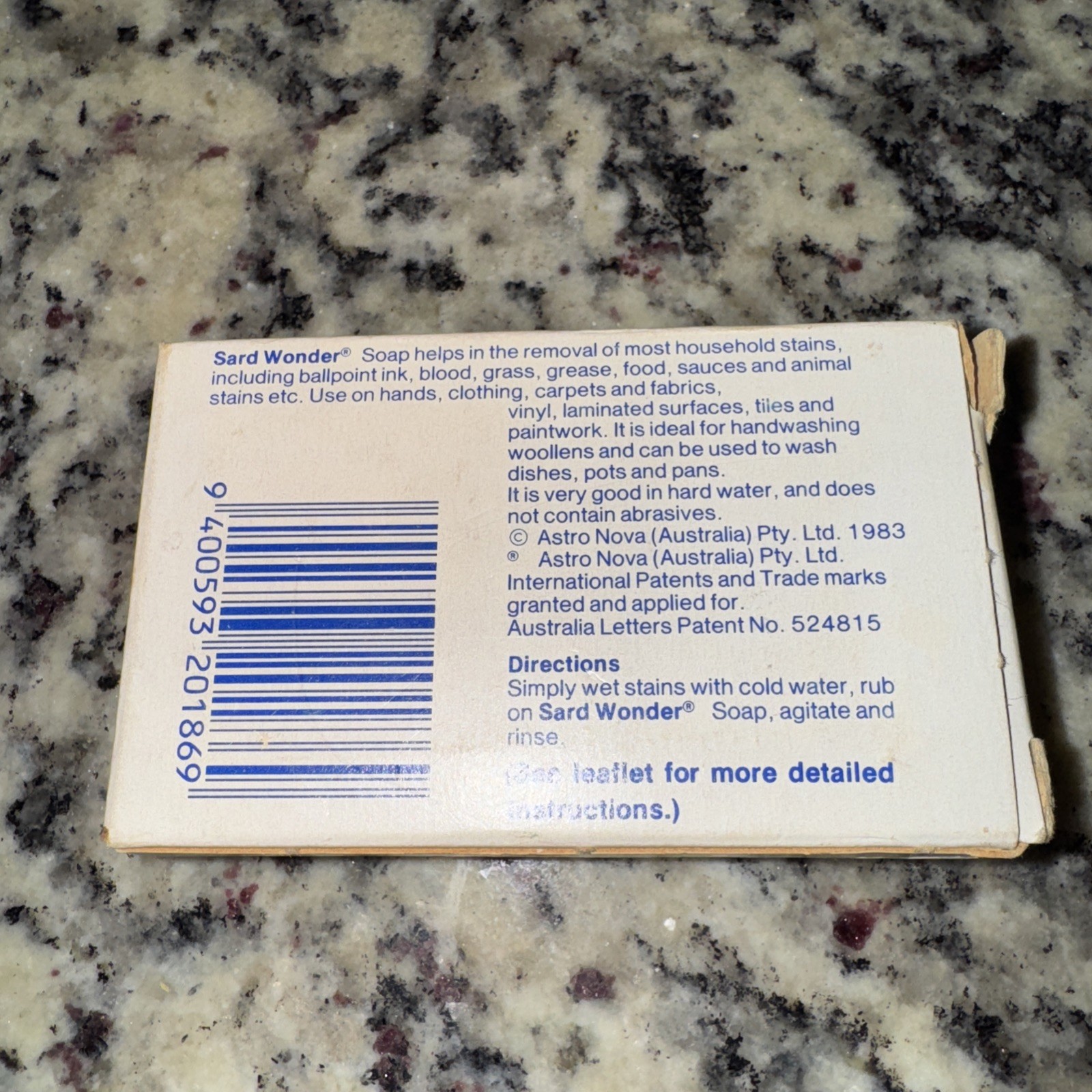 Australian Sard Wonder Soap Multi Purpose Stain Removing 125 Gram Bar When Pack