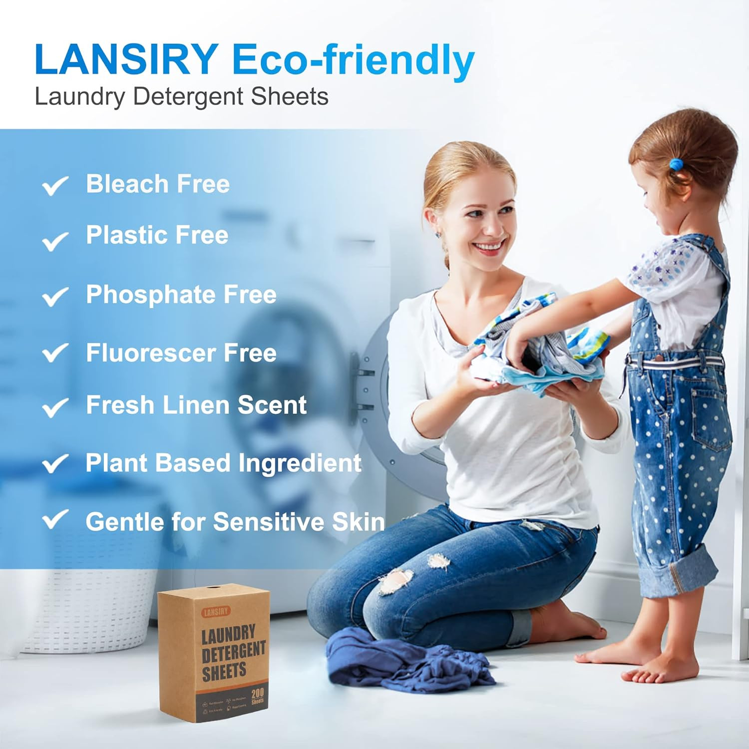 Laundry Detergent Sheets – 200 Loads Fresh Linen Scent Washing Strips, Compact L