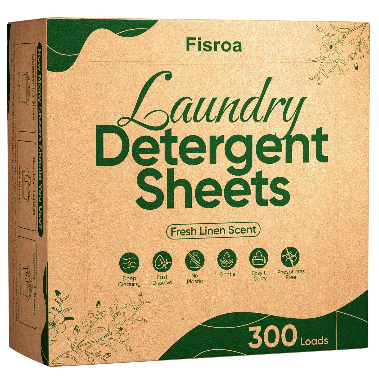 Travel Laundry Detergent Sheets Fisroa 300 Loads Ecofriendly Washing Detergen…